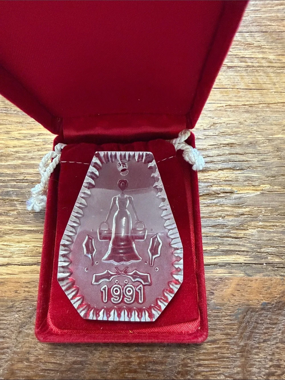 1991 Waterford Clear Crystal Ornament with Red Velvet Case